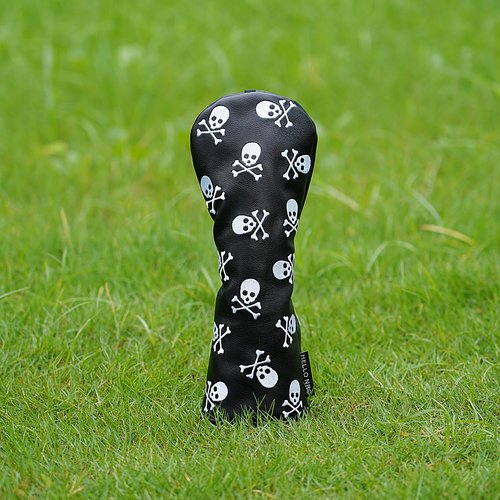 Golf Club Headcover 3 Wood Headcover Hybrid Head Covers Skulls Embroidery Premium Leather Driver Fairway Wood Hybrid Blade Mallet Putter Cover Magnetic Closure (1pc for Driver)