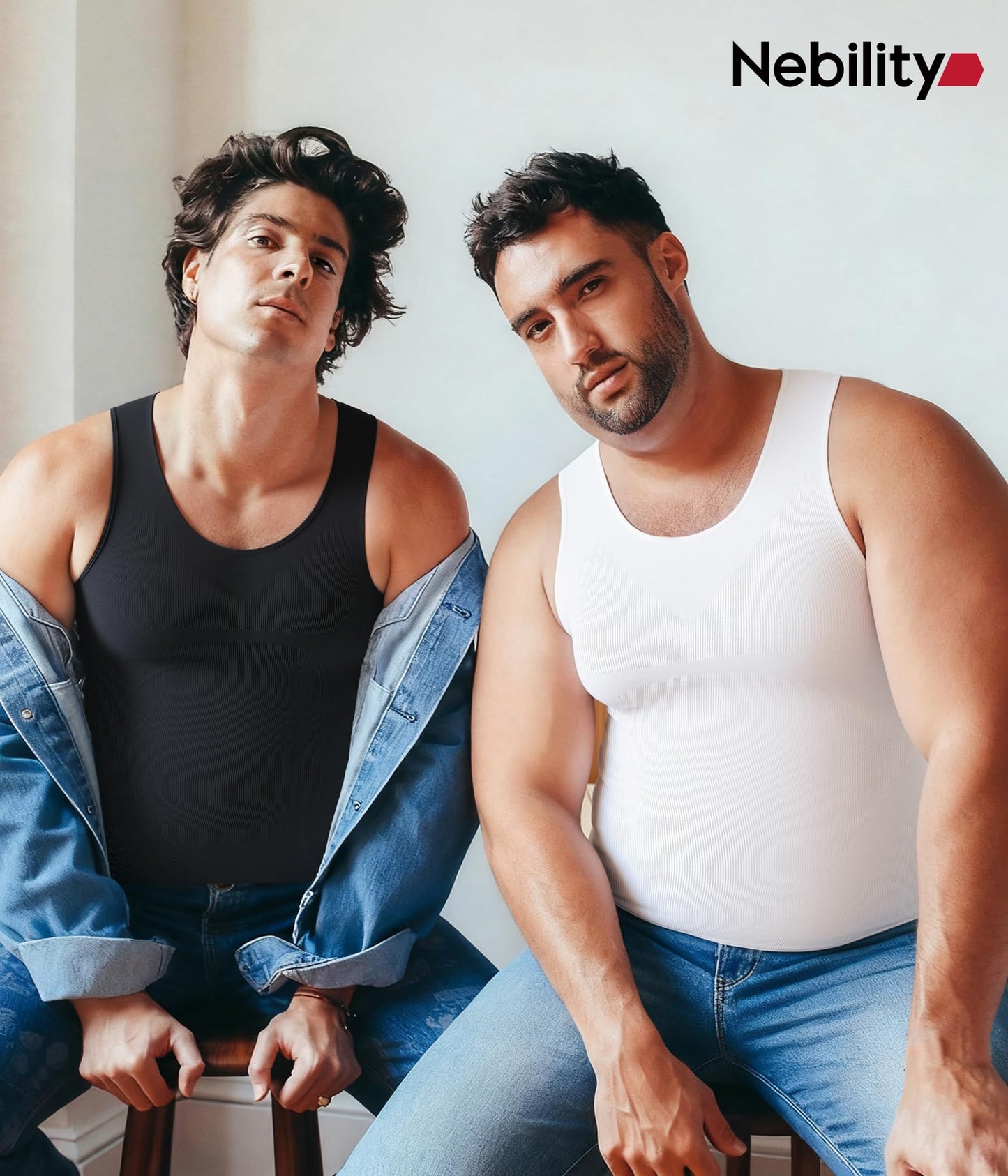 Nebility Shapewear Men Compression Shirts - Sleeveless Slimming Undershirts Tummy Control Body Shaper Tank Top Black