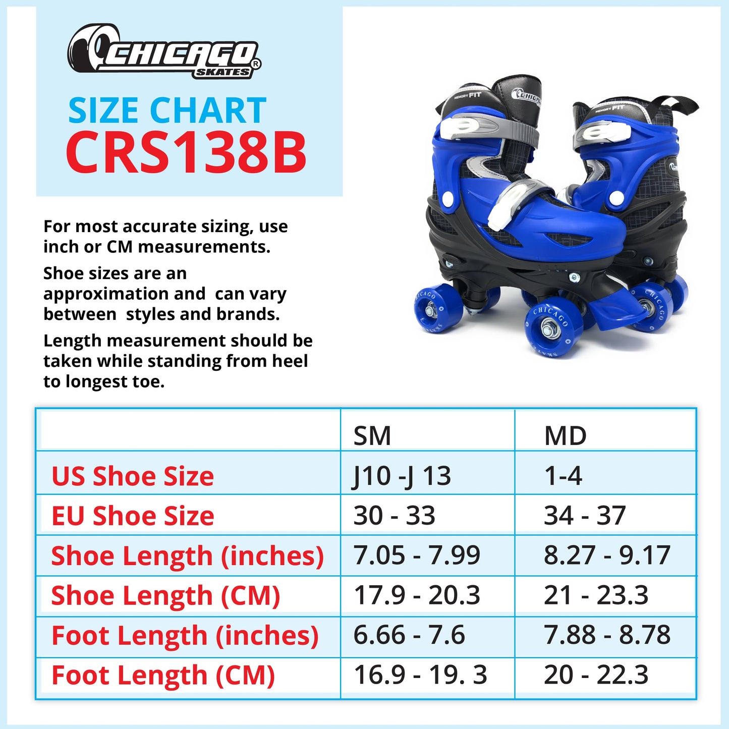 Chicago Roller Skates for Girls & Boys with Protective Gear – Helmet, Knee Pads & Wrist Guards – Durable Top Performance Indoor/Outdoor Use, Safety High Top Boot, 60mm PU Wheels with Secure Buckles