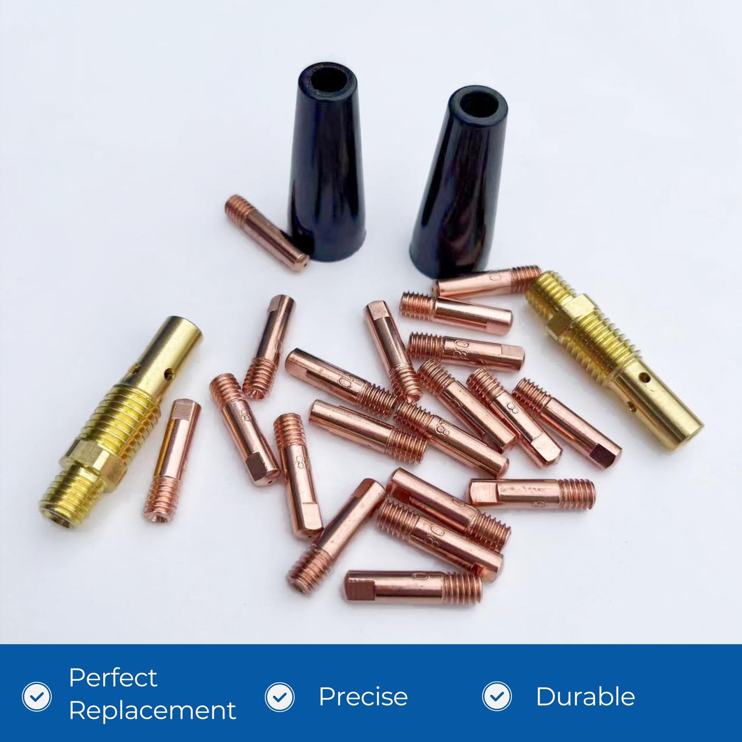 TimelyDu 24PCS Flux Core Gasless Nozzle Welding Kit Flux Core Gasless Nozzle Contact Tips Replacement MIG Welder Accessories,Compatible with Lincoln,Eastwood and more (.030" & .035")