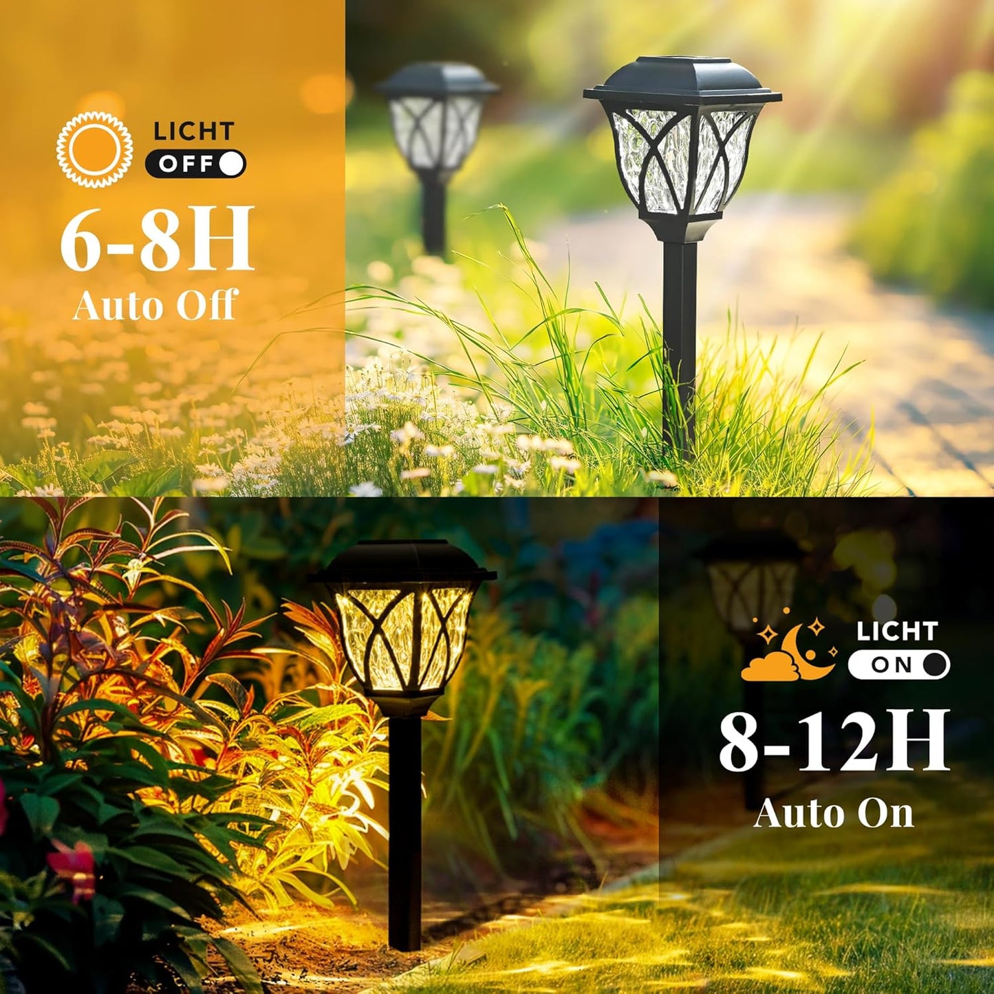 8 Pack GIGALUMI Waterproof LED Solar Garden Lights - Outdoor Patio & Landscape Decor