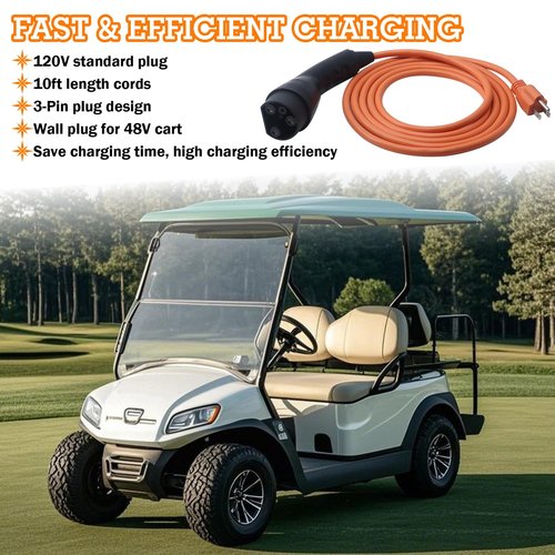 2.04.0620 EV Golf Cart Charging Power Cord Compatible with Evolution ICON EV Golf Carts 120V 3 Pin Charge Cable Assembly Replacement# ST-031016-PT