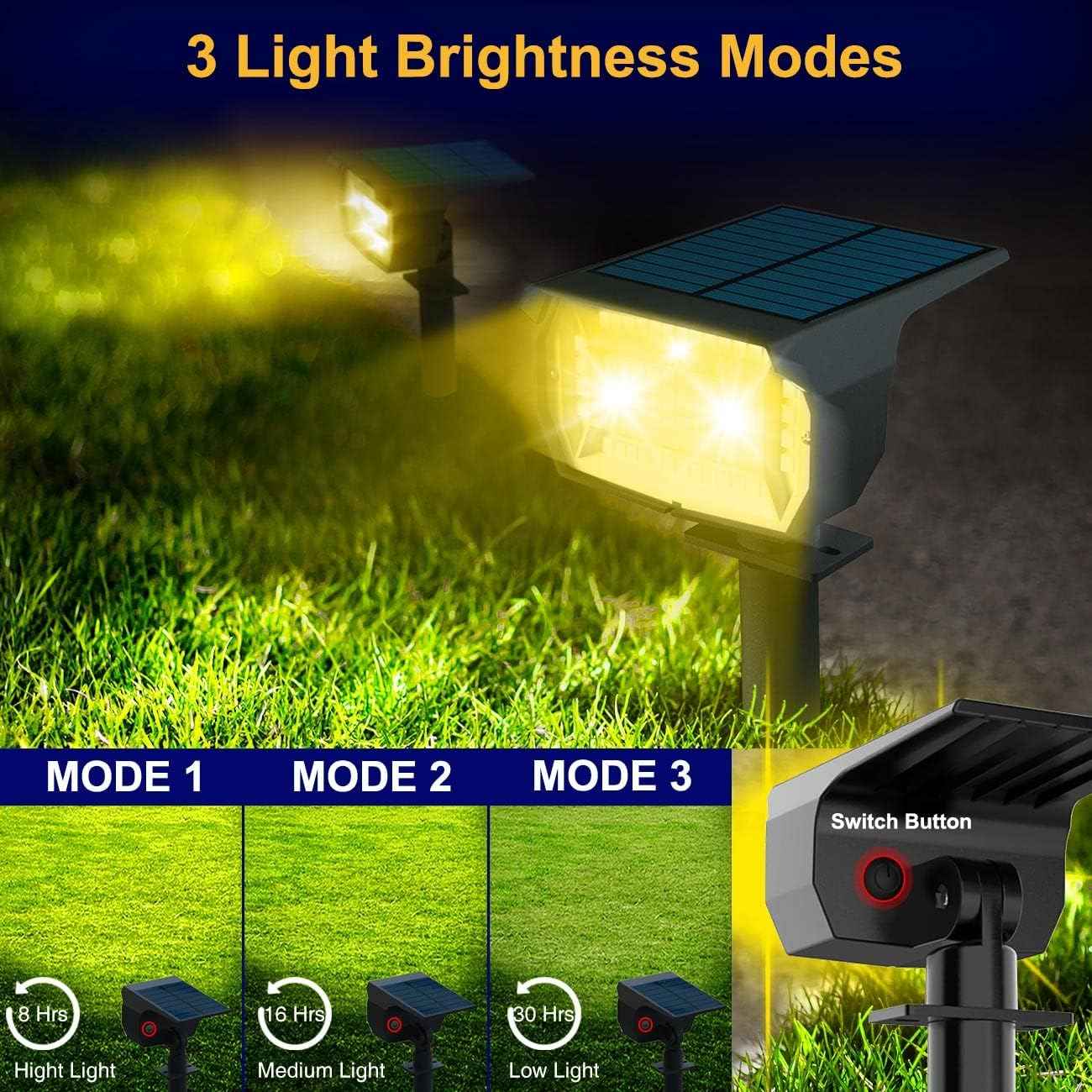 10 Pack Solar Spot Lights - Waterproof IP67 Landscape Flood Lights with 72 LEDs, 3 Modes, Auto On/Off for Garden, Lawn, Patio & Driveway (Cool White)