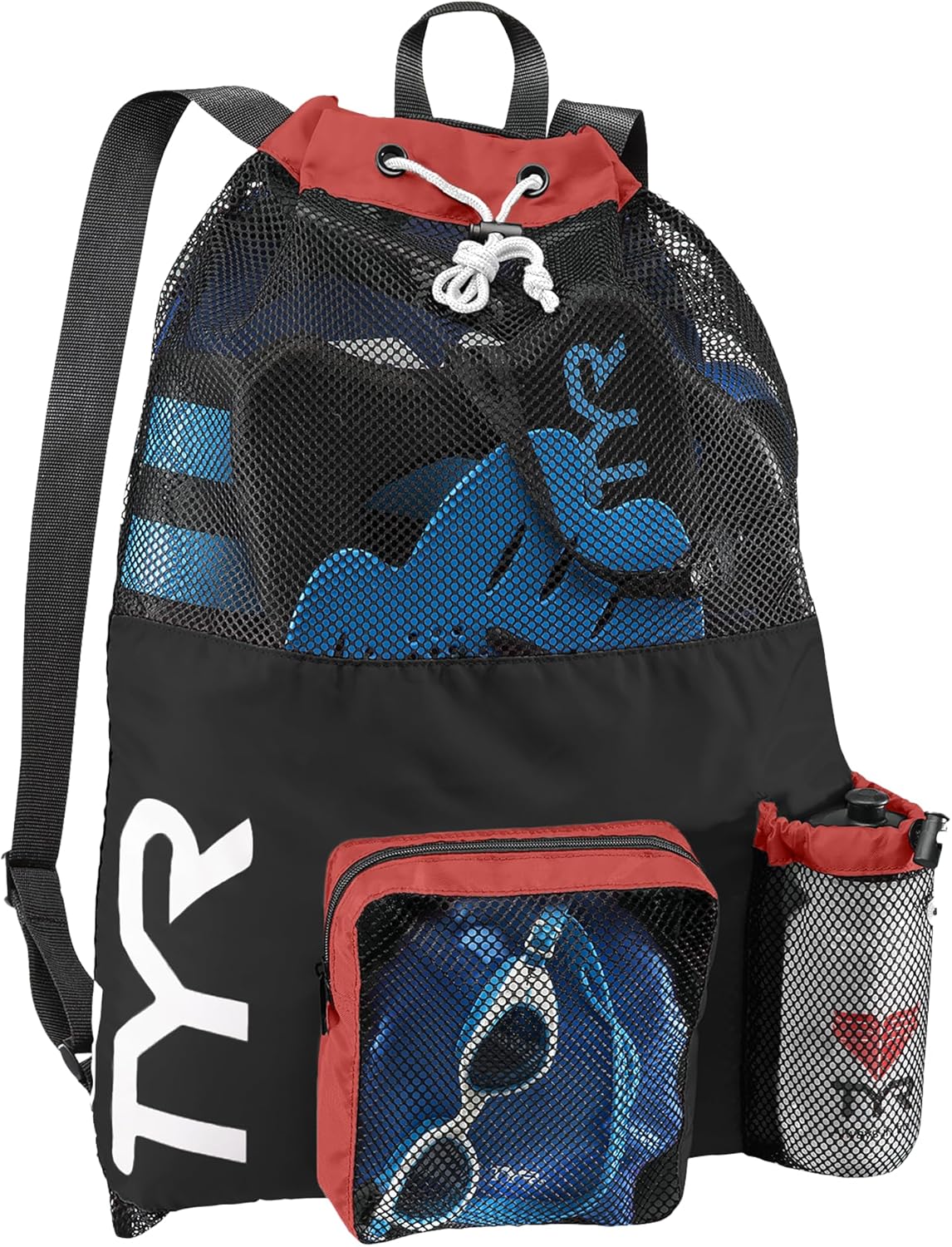 TYR Big Mesh Mummy Backpack - Ideal for Swim, Gym & Workout Gear | Black, 40-Liter Capacity