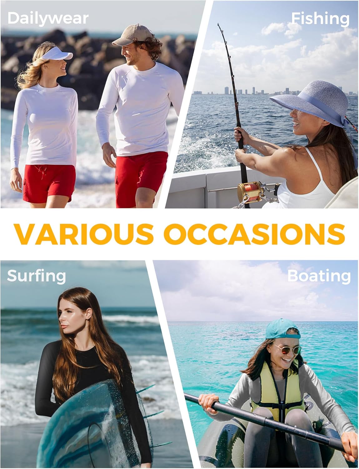 AURUZA UPF50+ Women’s Rash Guard - Quick Dry UV Protection Long Sleeve Swim Top for Active Wear