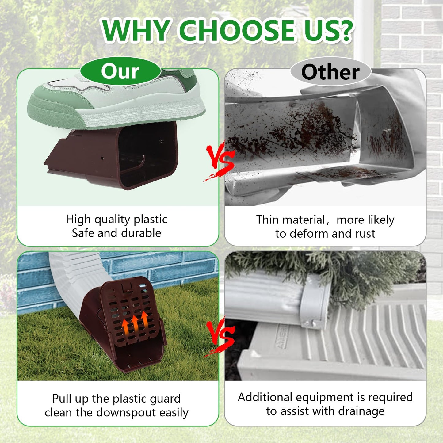 MARKBIT 3"x4" Type-A Gutter Downspout Extensions,Gutter Downspout Extensions,Downspout Diverter, Fit for The Bottom of 3 inch x 4 inch downspouts (1, Brown)