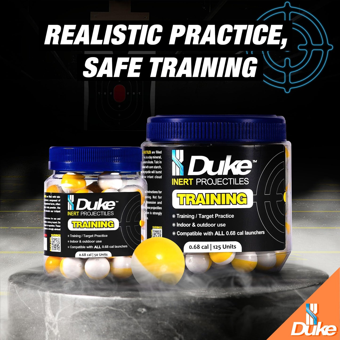 Duke 68 Cal Inert Projectiles Non Lethal Powder 50 Count - Shattering Pellets for Training Guns, Caliber Projectiles and Self Defense Balls, Kinetic for Practice Gun - Weight: 3.8g