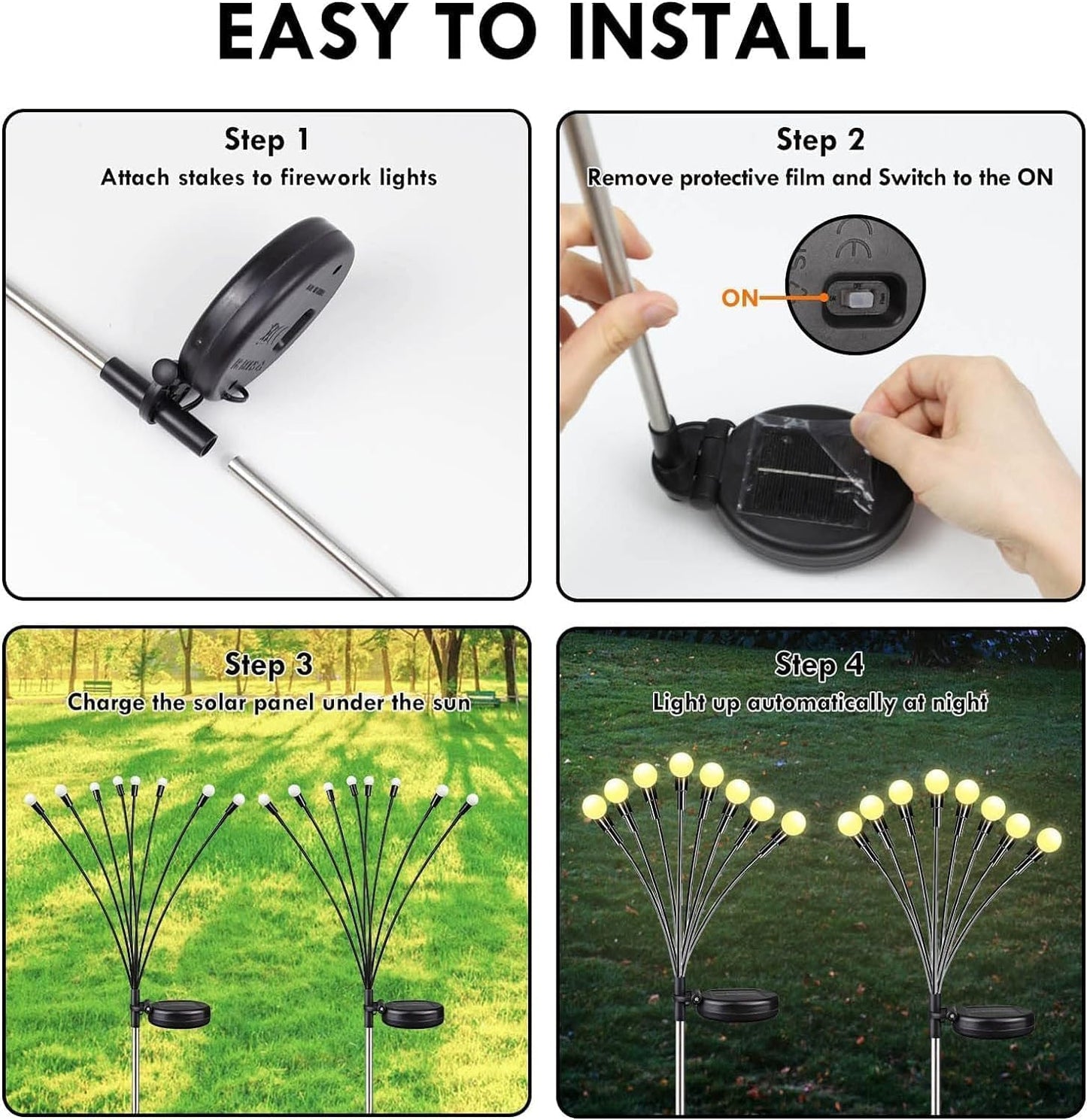 48 LED Solar Halloween Lights - 6 Pack Purple & Orange Waterproof Firefly Lights for Garden & Patio Decor