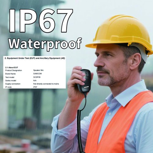 SAMCOM IP67 Waterproof Speaker Mic for Two Way Radios,SCSP05 Heavy Duty Handheld Shoulder Mic with 3.5mm Earpiece Jack, 2 Pin K Head for FPCN30A Walkie Talkies