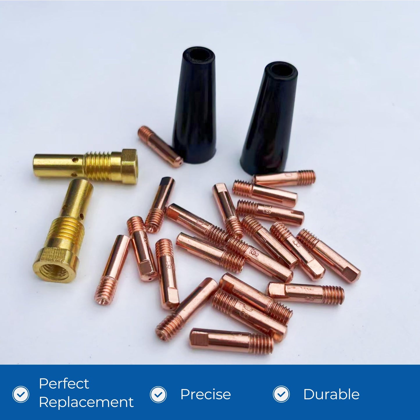 TimelyDu 24PCS Flux Core Gasless Nozzles Welding Gun Accessory Kit,MIG Welding Accessories,Compatible with Lincoln Century FC90 Forney Titanium (.030" Accessory Kit)