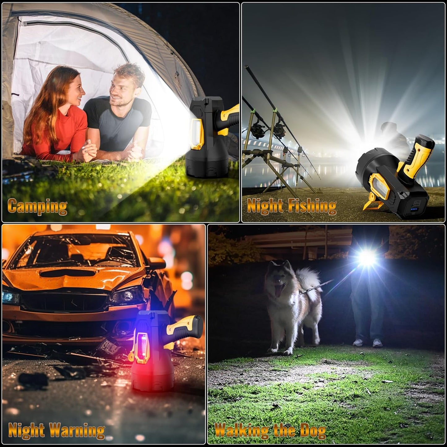 99000 Lumens Rechargeable Spotlight with Tripod - Super Bright LED Flashlight for Hunting & Outdoor Use