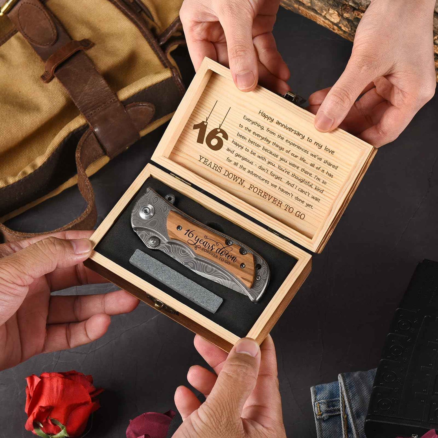 GiveGreatGift 16th Gifts Wax Wedding Anniversary for Men 16 years Marriage Keepsake for Him Husband