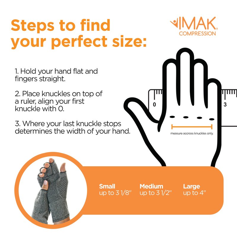 Brownmed IMAK Compression Active Gloves - Fingerless Compression Gloves for Arthritis & Joint Pain Relief - Large