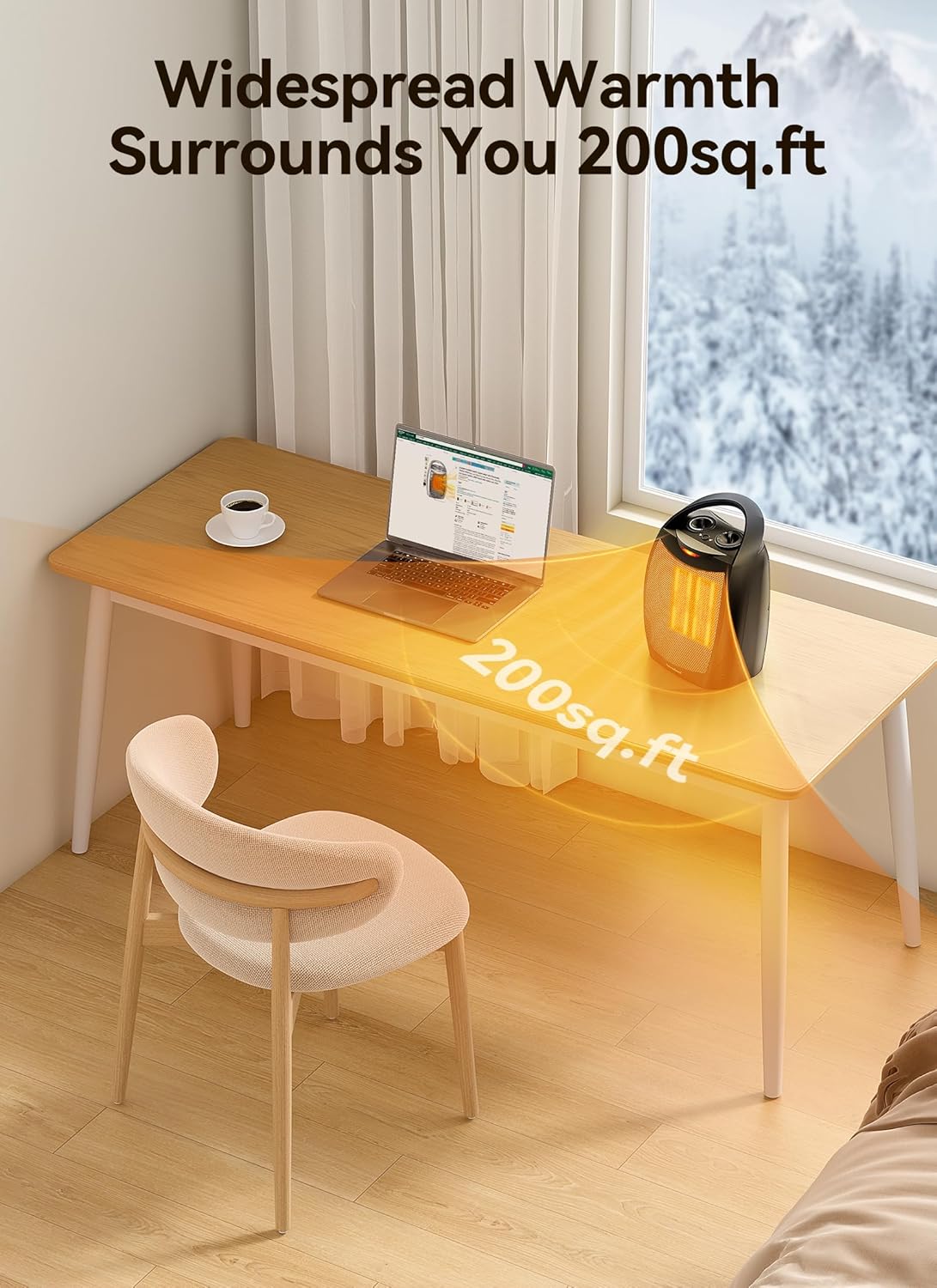 1500W Electric Space Heater with Remote - Portable PTC Ceramic Heater for Home & Office