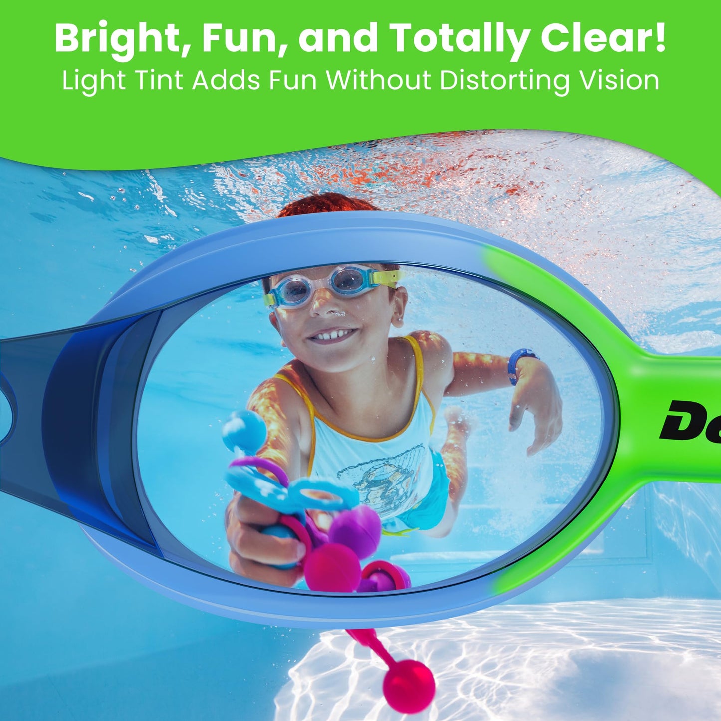 Delfina Toddler Swimming Goggles, 2+ Years Old Kids Swim Goggles - Comfortable No Leak Anti-Fog Kids Goggle for Swimming