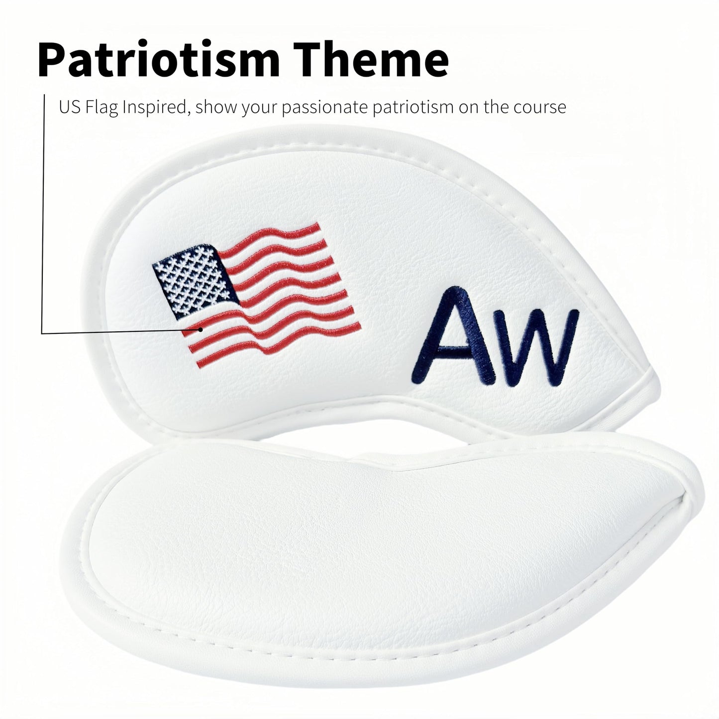 3pcs American Flag Golf Wedge Head Cover, US Flag Wedge Covers Set 52 56 60 - Premium Leather Golf Iron Club Head Cover Headcover for Men
