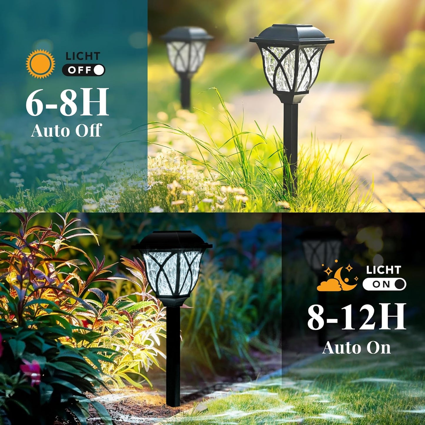 8 Pack GIGALUMI Waterproof LED Solar Garden Lights - Outdoor Patio & Landscape Decor