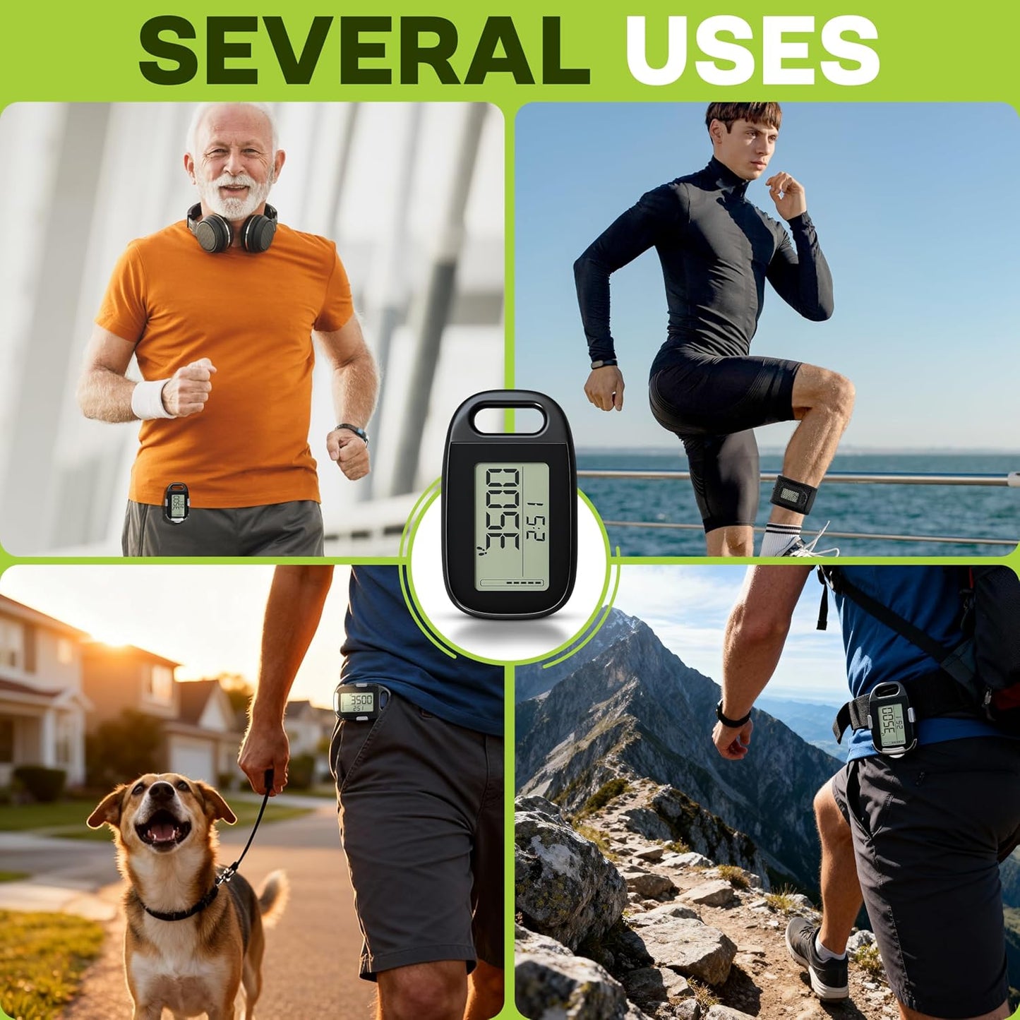 Skiennix Ankle Pedometer Step Counter - Clip-On Activity Tracker for Walking Steps & Miles - Includes Ankle Band & Lanyard