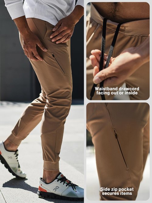 AHA SELECTED Men's Sweatpants Quick-Drying Stretch Sports Trousers Track Pants Running Workout-Stone-2XL