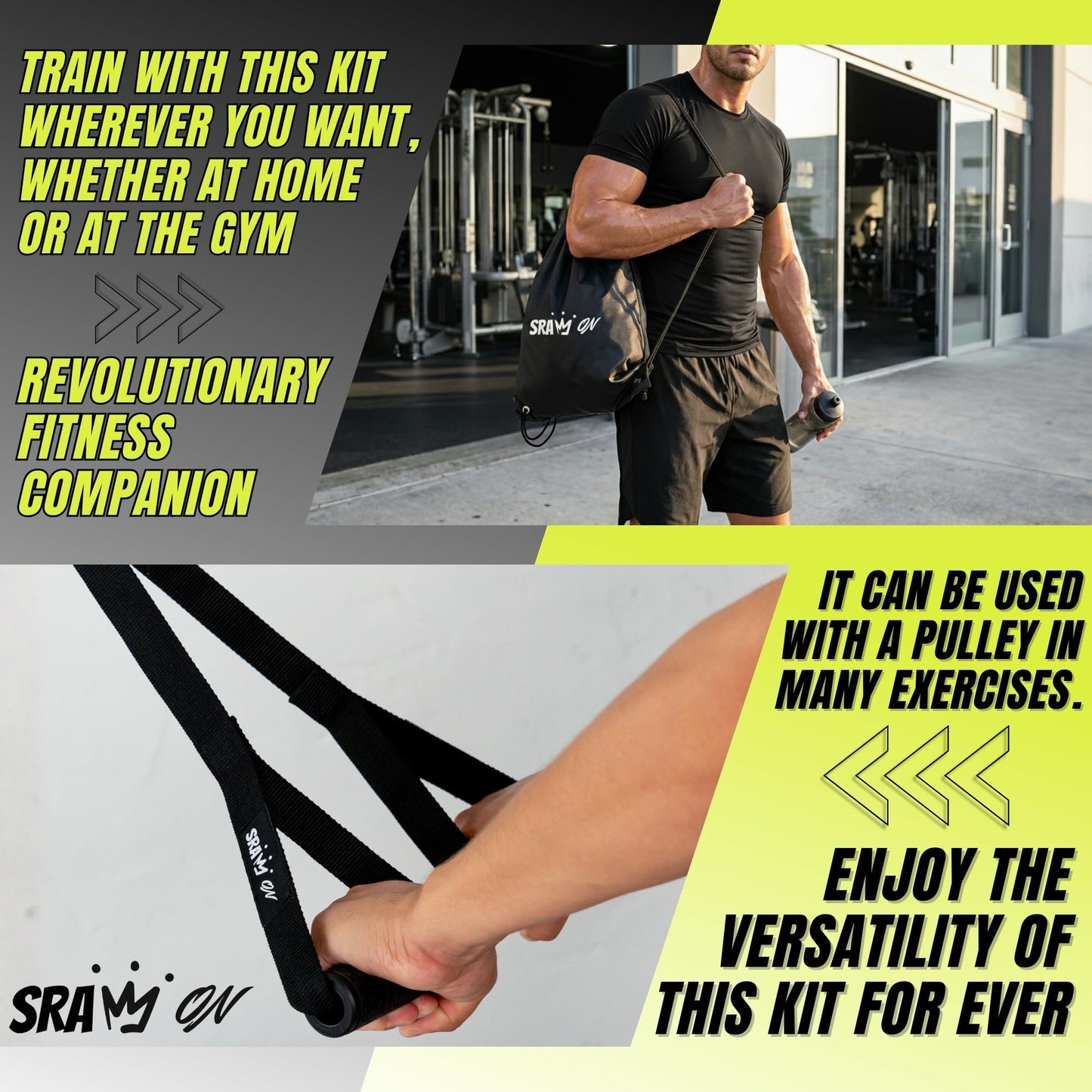 SRAW ON Landmine Attachment for Barbell Set 2 Inch – Landmine Ball with Rotating Strap Handle, Multi-Grip Row, Press & Squat Attachment for Home Gym Strength Training, T bar Row.