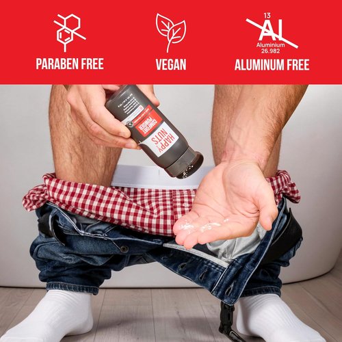 HAPPY NUTS Comfort Powder Deodorant for Men - Anti-Chafing & Odor Control | Aluminum-Free, 4 oz Original Scent