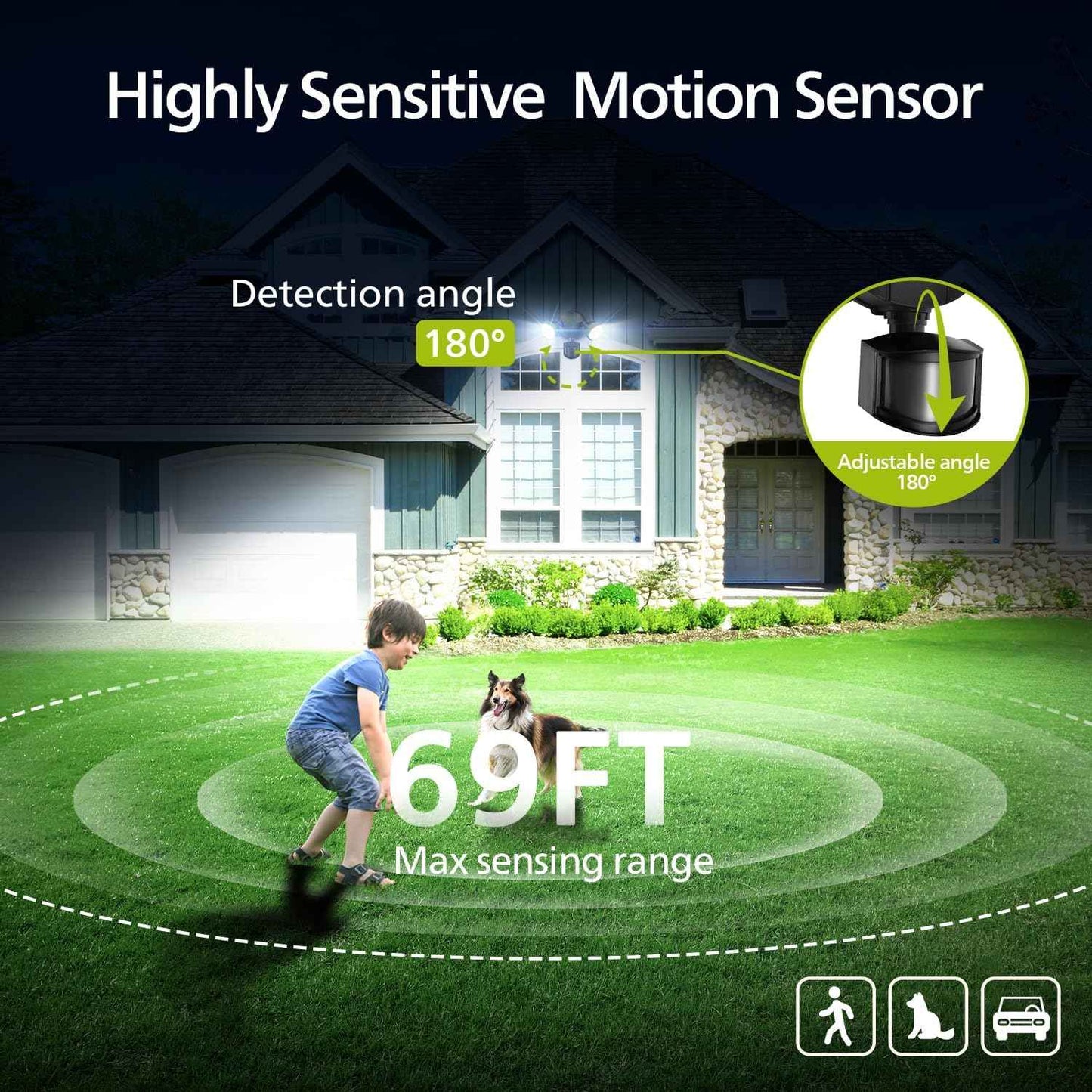 Philips 44W LED Outdoor Security Light with PIR Motion Sensor - 4200 lm, 5000K, Waterproof, Dusk to Dawn, Dual Heads