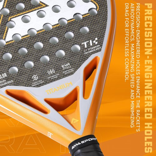 AMASPORT 2025 Era-1.0 Titanium Padel Racket - 1ST Titanium Tech Paleta Padel, Diamond Shape for Explosive Power, Anti-Vibration System, Aerodynamic Precision, and Adaptive Rebound
