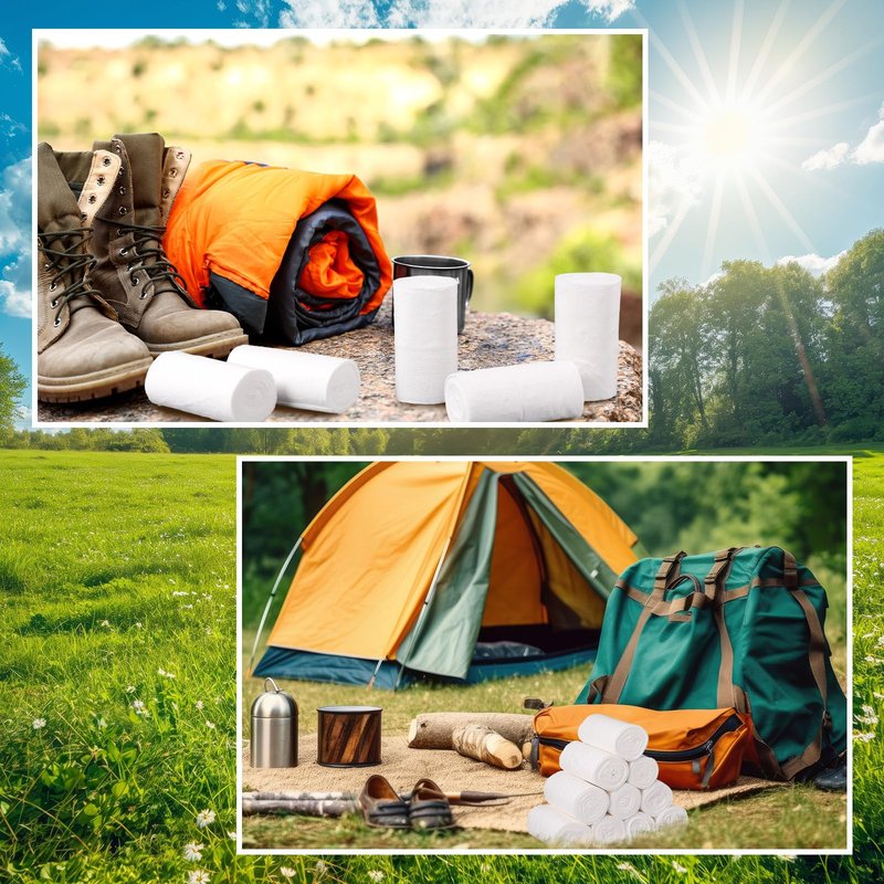Affrolling 6 Pack Travel Toilet Paper to Go Packs Convenient Plastic Dispenser Soft Tissue Rolls Portable Packable Camp Tissue Soft Coreless Travel Size Toilet Paper for Camping Hiking Outdoor
