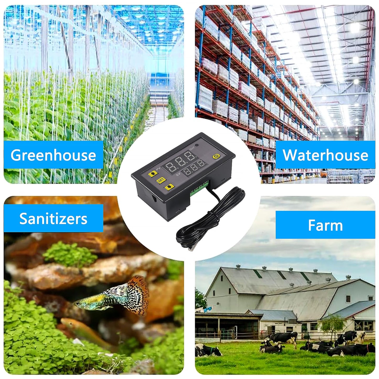 Coliao 2pcs Digital Temperature Controller W3230 Digital LED Thermostat Switch with Waterproof Probe AC110-220V Programmable Heating Cooling Electronic Thermostat Control -50℃ to 120℃