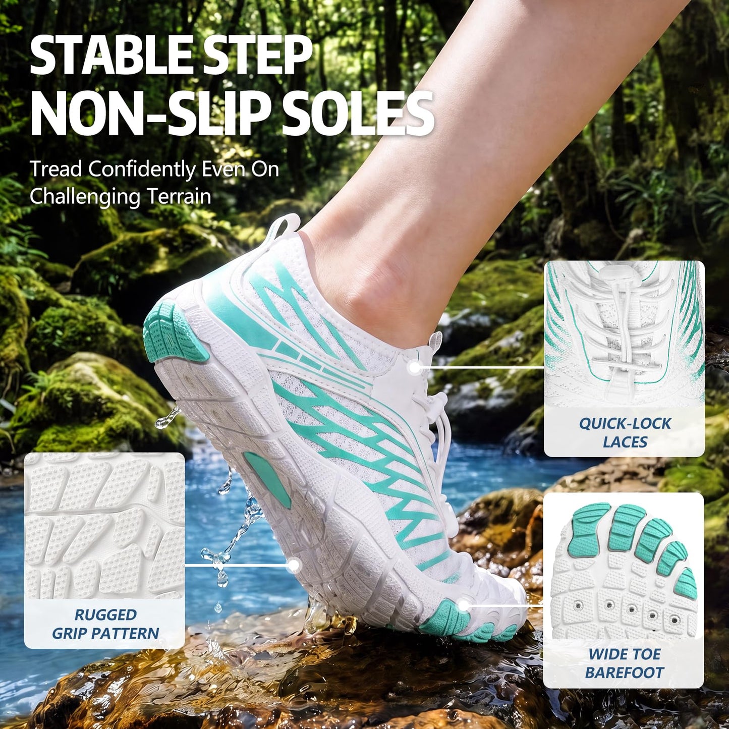 ELETON Barefoot Shoes Women Men Hiking Water Shoes Wide Toe Box Zero Drop