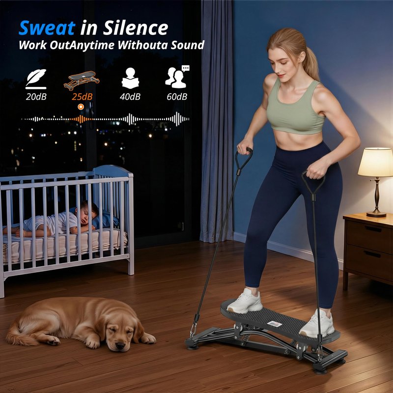RYGEO Balance Board with Resistance Bands, Versatile Rocking Stepper, Wobble Board Featuring LCD Monitor, 331 lbs High-Capacity Ski Twister Trainer for Full Body Exercise at Home