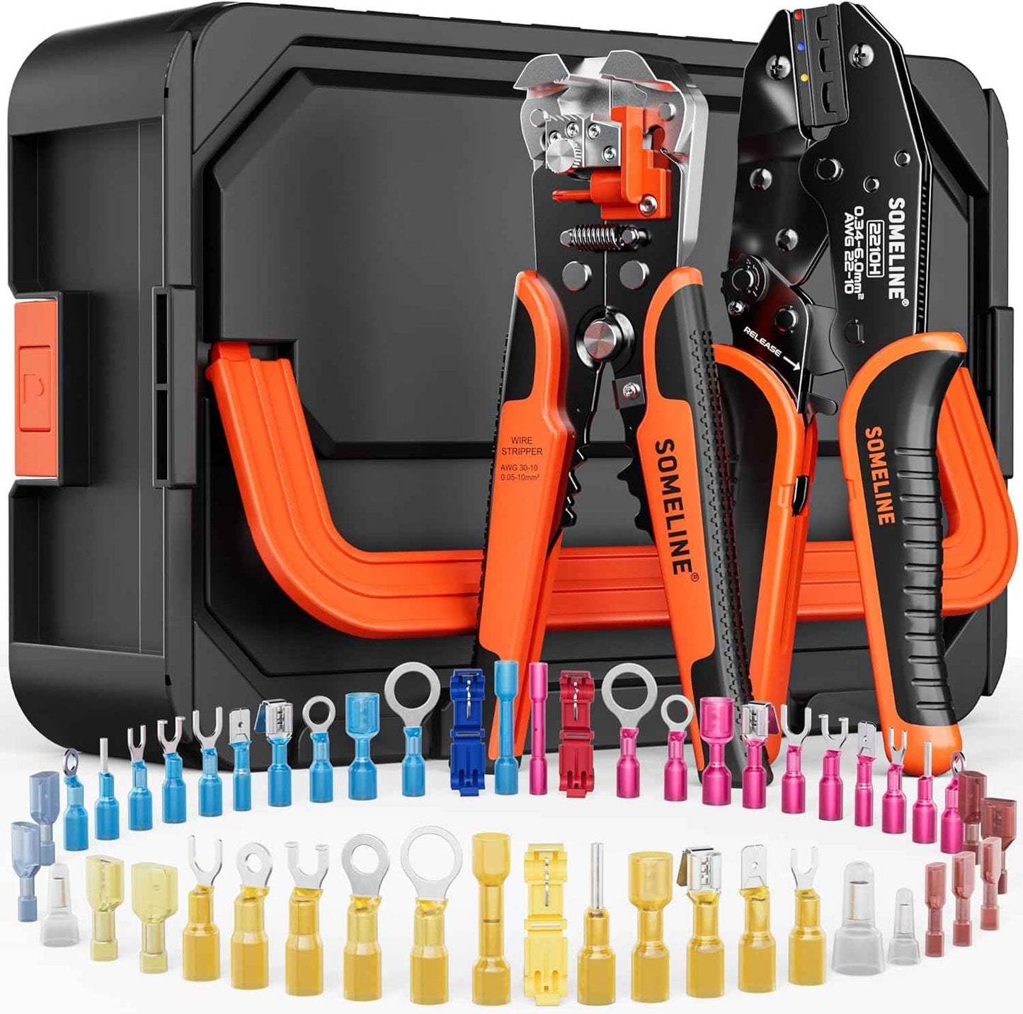 Heat Shrink Connector Crimp Tool Kit - 48 Sizes (22-10 AWG) Marine Grade Wire Connectors & Pliers