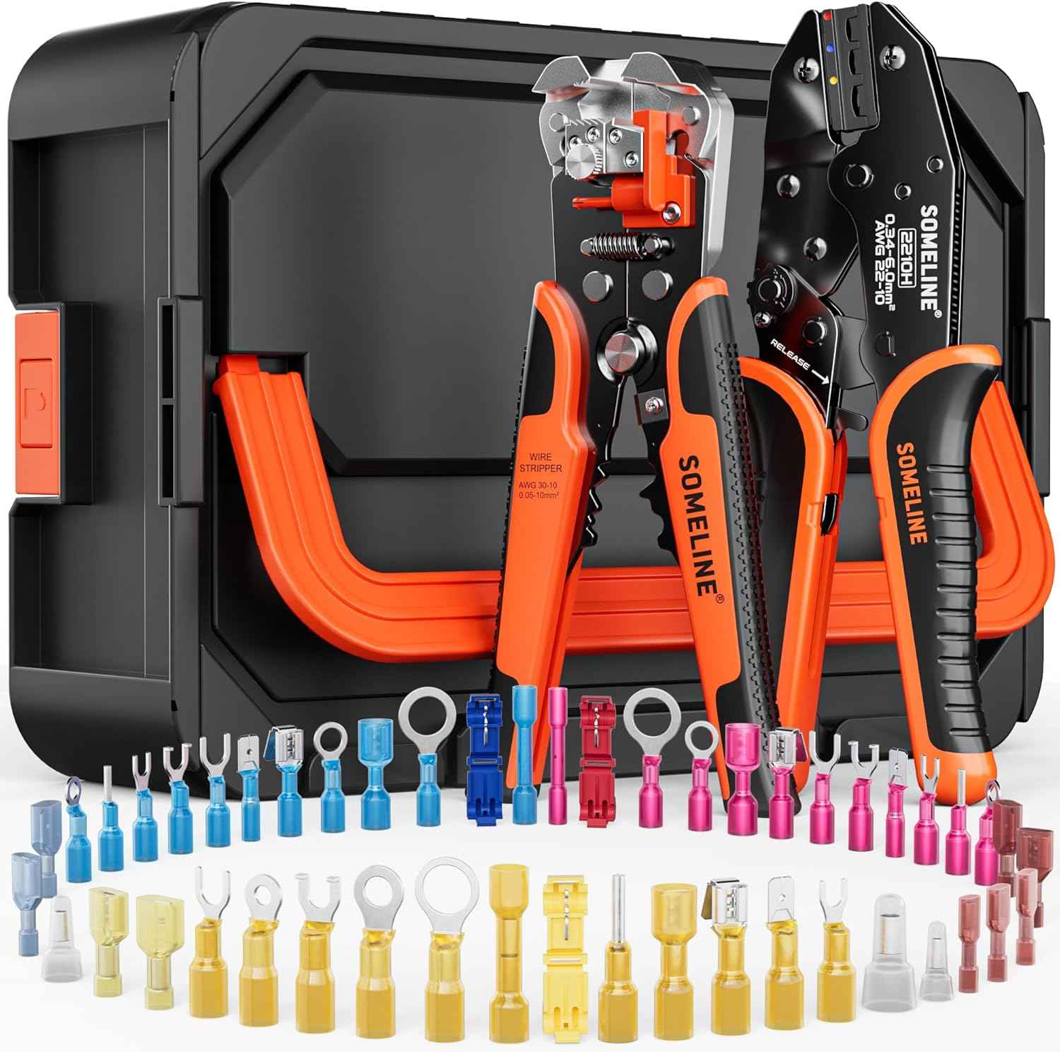 Heat Shrink Connector Crimp Tool Kit - 48 Sizes (22-10 AWG) Marine Grade Wire Connectors & Pliers
