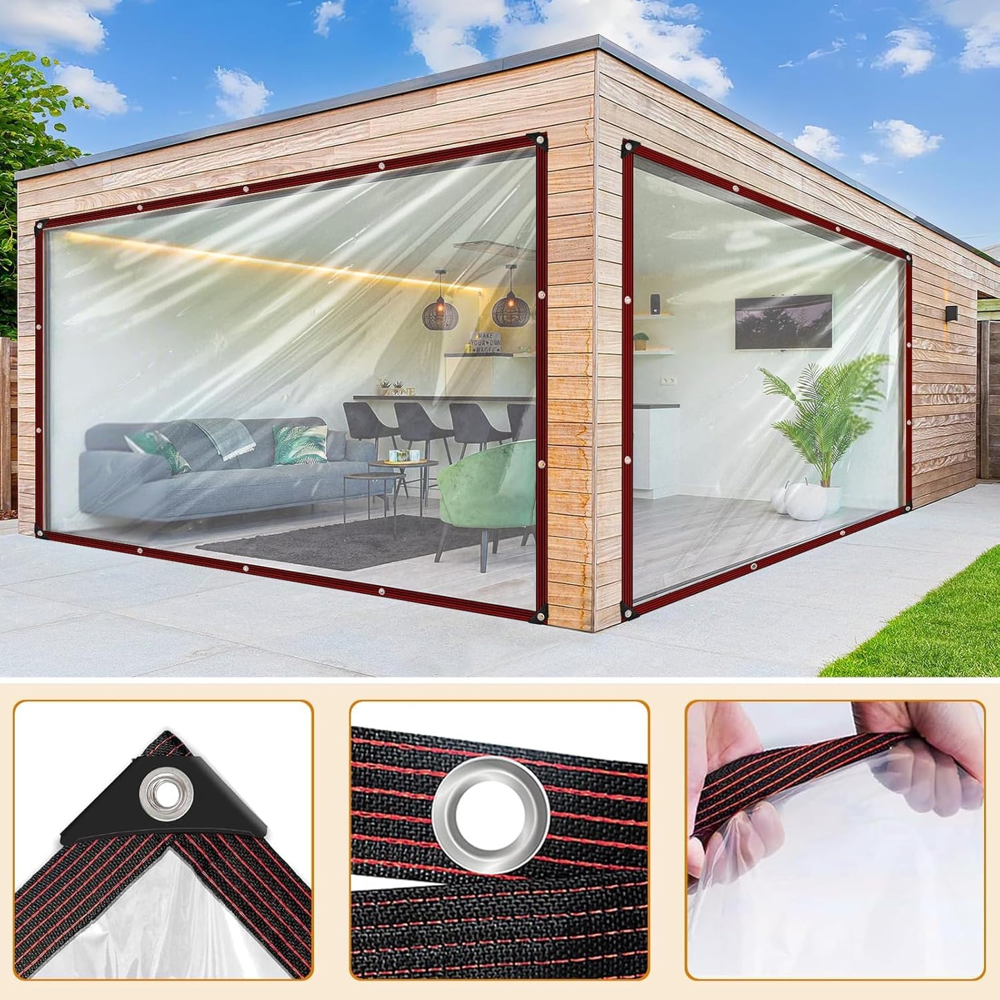 Clear Tarp - Heavy Duty Waterproof 4x6ft Clear Plastic Tarp with Grommets Transparent Vinyl Tarps Outdoor Garden Rainproof Tarpaulin for Greenhouse Plant Patio Roofs Porch Chicken Coop