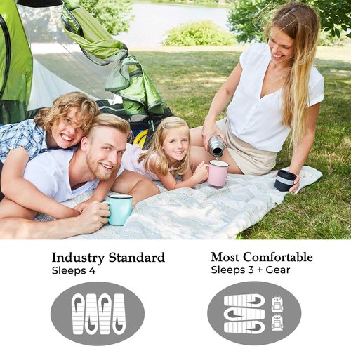 4 Person Easy Pop Up Tent, Automatic Setup, Waterproof, 2 Doors-Instant Family Tents for Camping, Hiking & Traveling, 9.5’X6.6’X52''