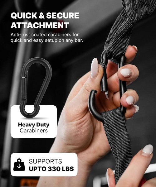 DMoose Fitness Hanging Ab Straps - Soft Padded Exercise Straps for Core Strength Training | Includes 2 Steel Carabiners