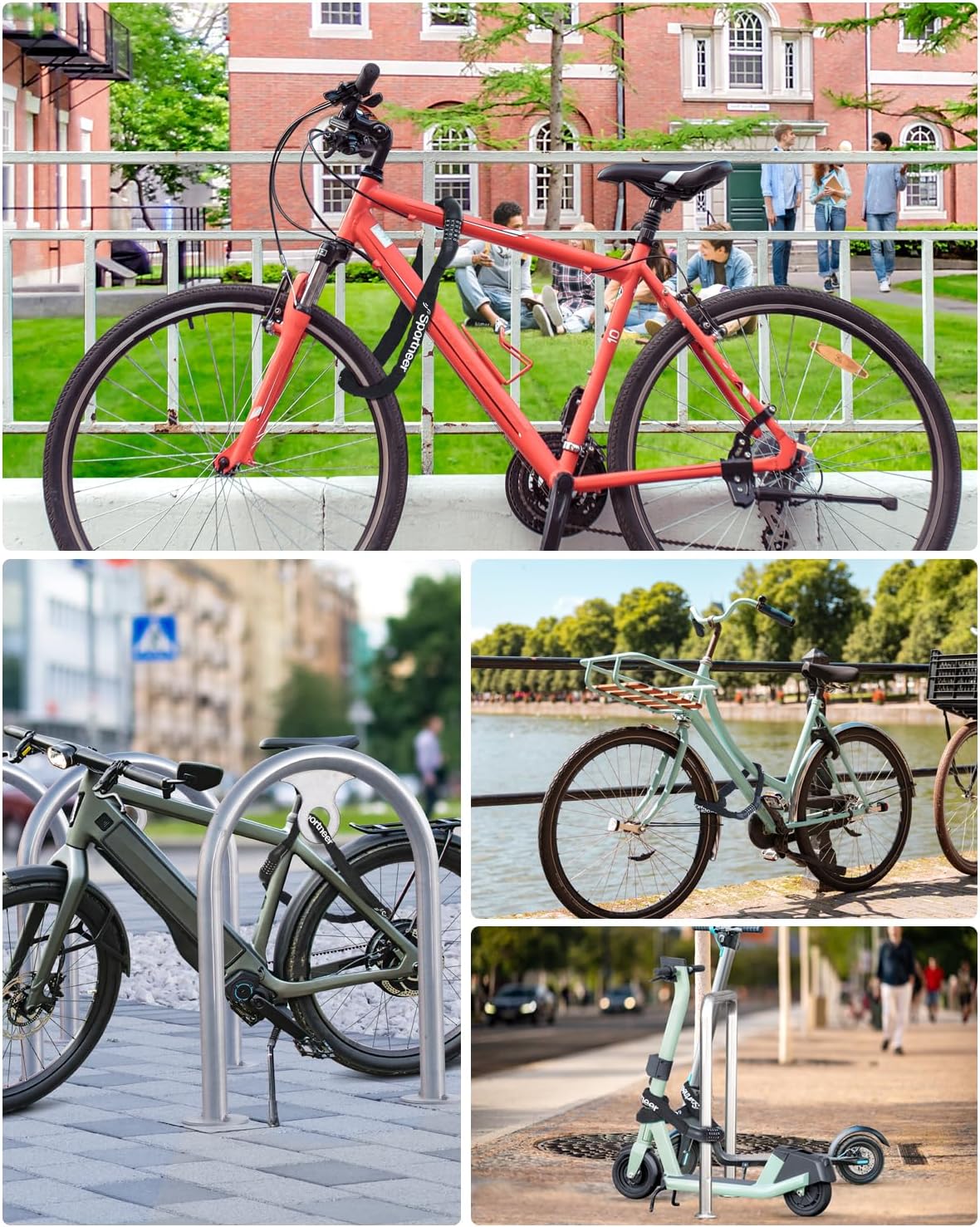 Sportneer Bike Lock - High Security 5-Digit Combination Chain Lock | Keyless, Heavy Duty, 3.2/3.6/4ft Length