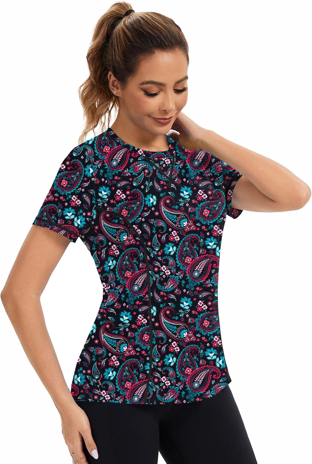 AVOOGUE Women's Quick-Dry Athletic Tops - UPF50+ Sun Protection for Gym, Hiking & Yoga