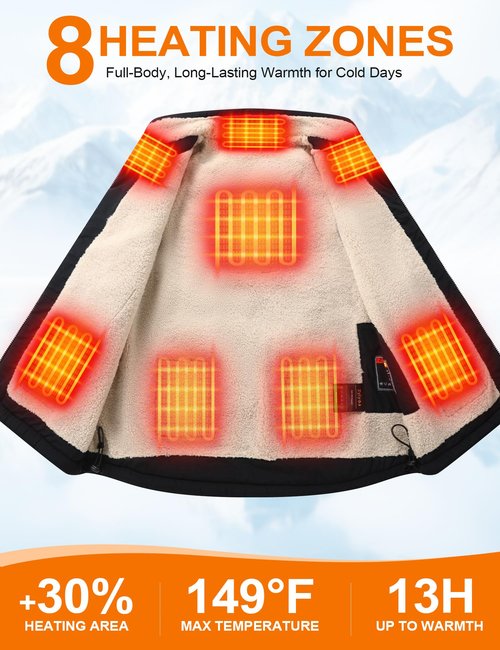 Zylyva Heated Vest Women with 20000mAh 7.4V Rechargeable Battery, Fuzzy Fleece Lined Electric Heating Vests Coats Jacket, M