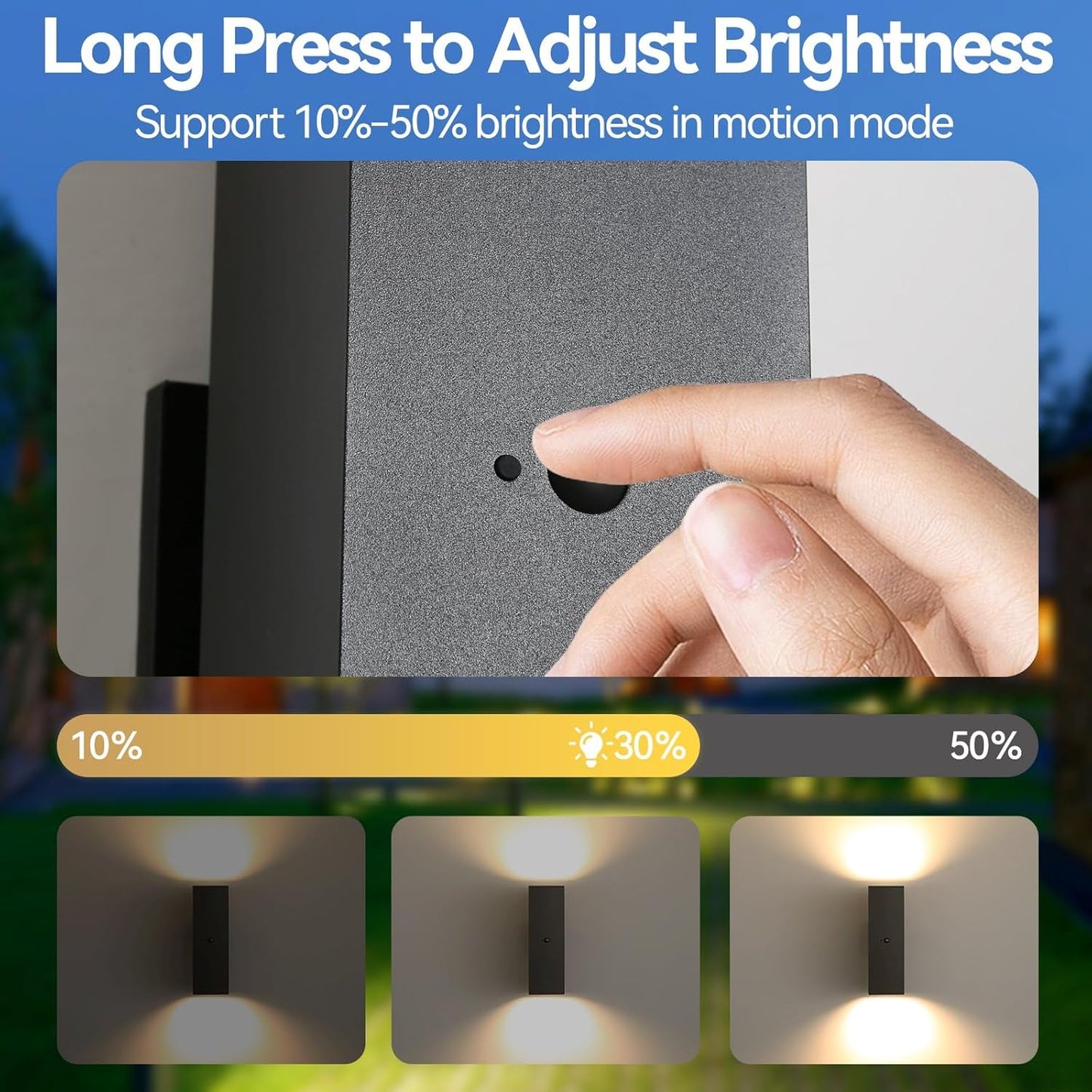 Modern Outdoor Wall Lights - Dusk to Dawn Square Matte Black Sconce with Bulbs, Aluminum Anti-Rust Up & Down Lighting for Porch & Garage