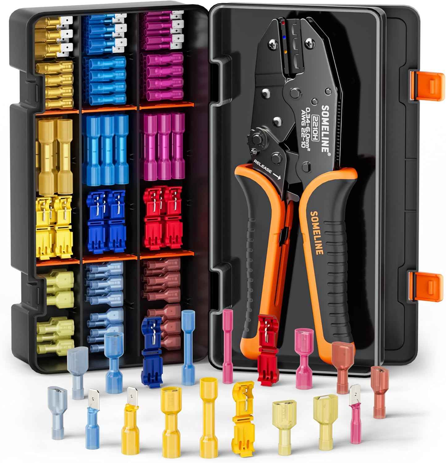 Heat Shrink Connector Crimp Tool Kit - 48 Sizes (22-10 AWG) Marine Grade Wire Connectors & Pliers