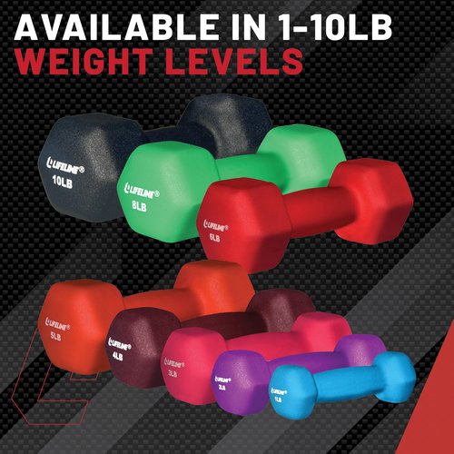 Lifeline Fitness Neoprene Dumbbell Weights – Premium Individual Hand Weights – Multiple Weight Options Available, Orange