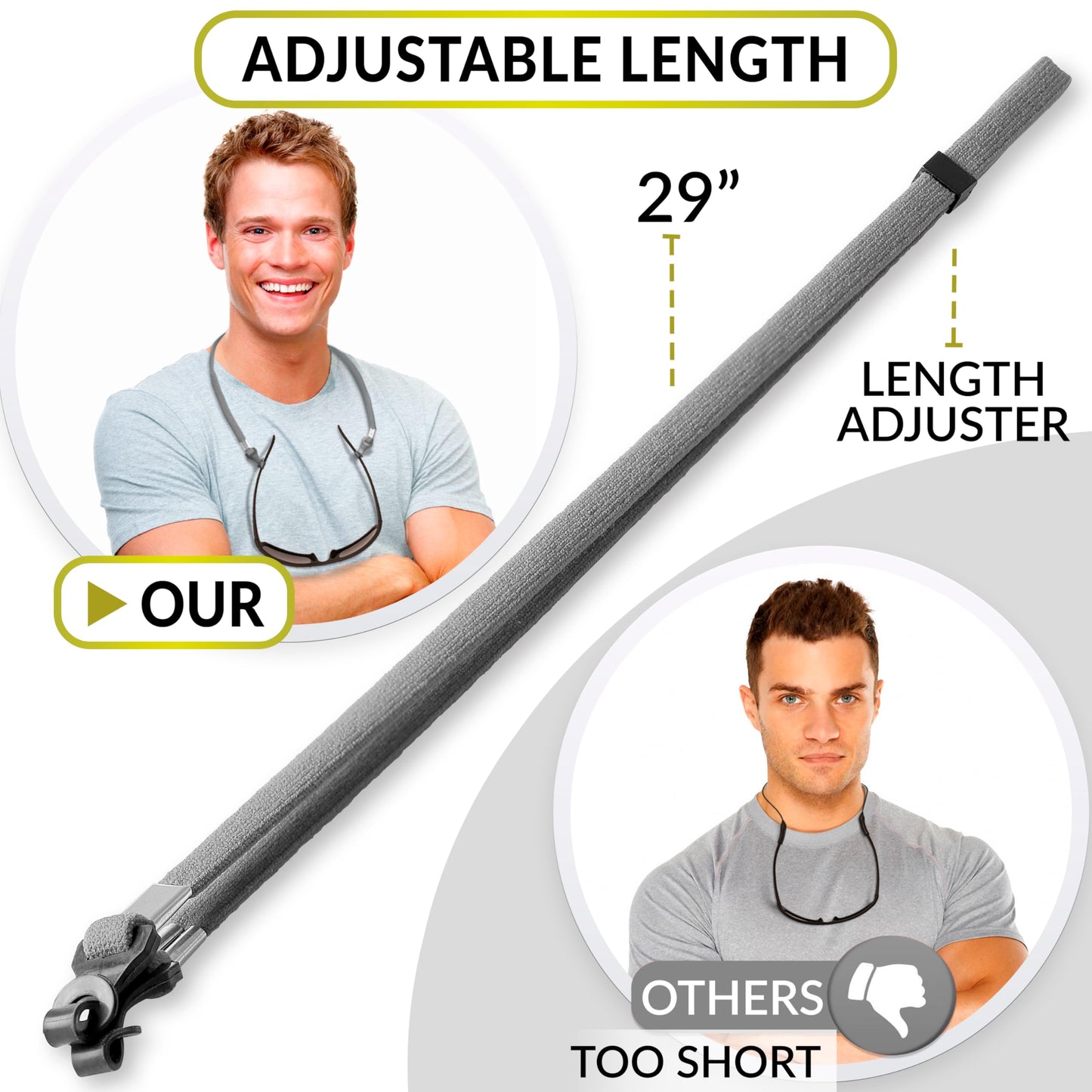 SIGONNA Eye Glasses String Holder Strap - Eyeglass Straps Cords for Men Women - Eyeglass Holders Around Neck - Sunglasses String Chain Lanyard Retainer - 4 Pcs Dark Brown, Green, Grey, Black