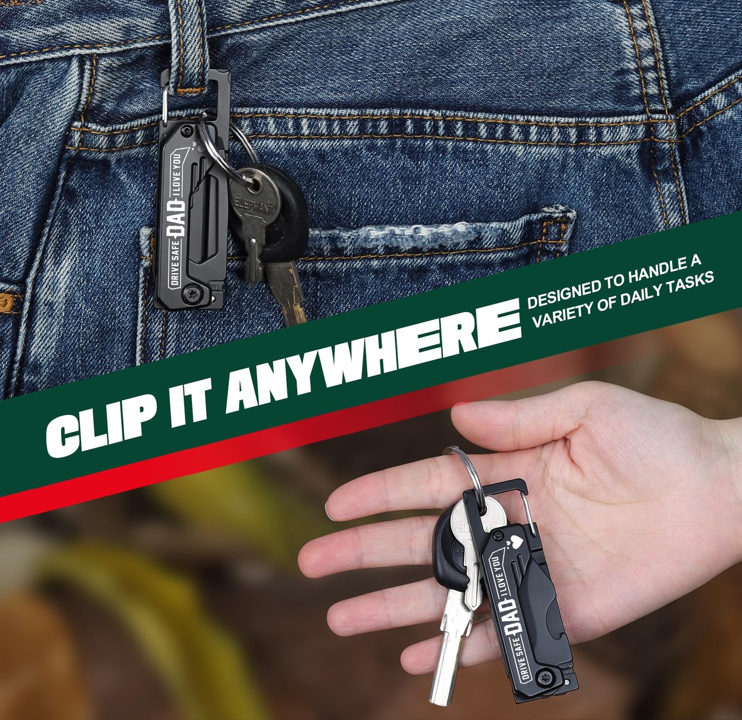 Gifts for Dad - Fathers Day Dad Gifts, Portable Tool - Fathers Day Dads Gift from Daughter, Son, Wife - Dads Birthday Gift, Christmas Dad's Presents for Husband, Stepdad, Men - Keychain Presents