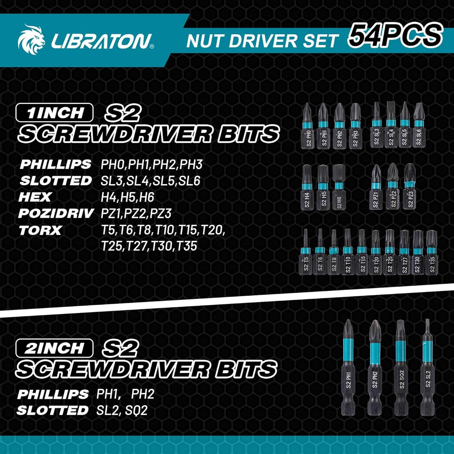54PCS Magnetic Nut Driver Set - Impact Drill Bit & Socket Adapter with Quick-Release Extension