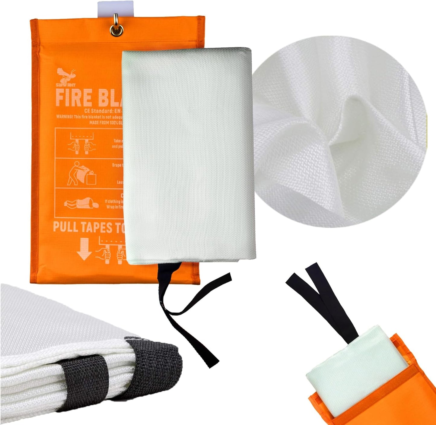 Supa Ant Fire Blanket - 1500°F CE Certified Emergency Fire Safety Solution | 2-Pack (40x40 Inches)