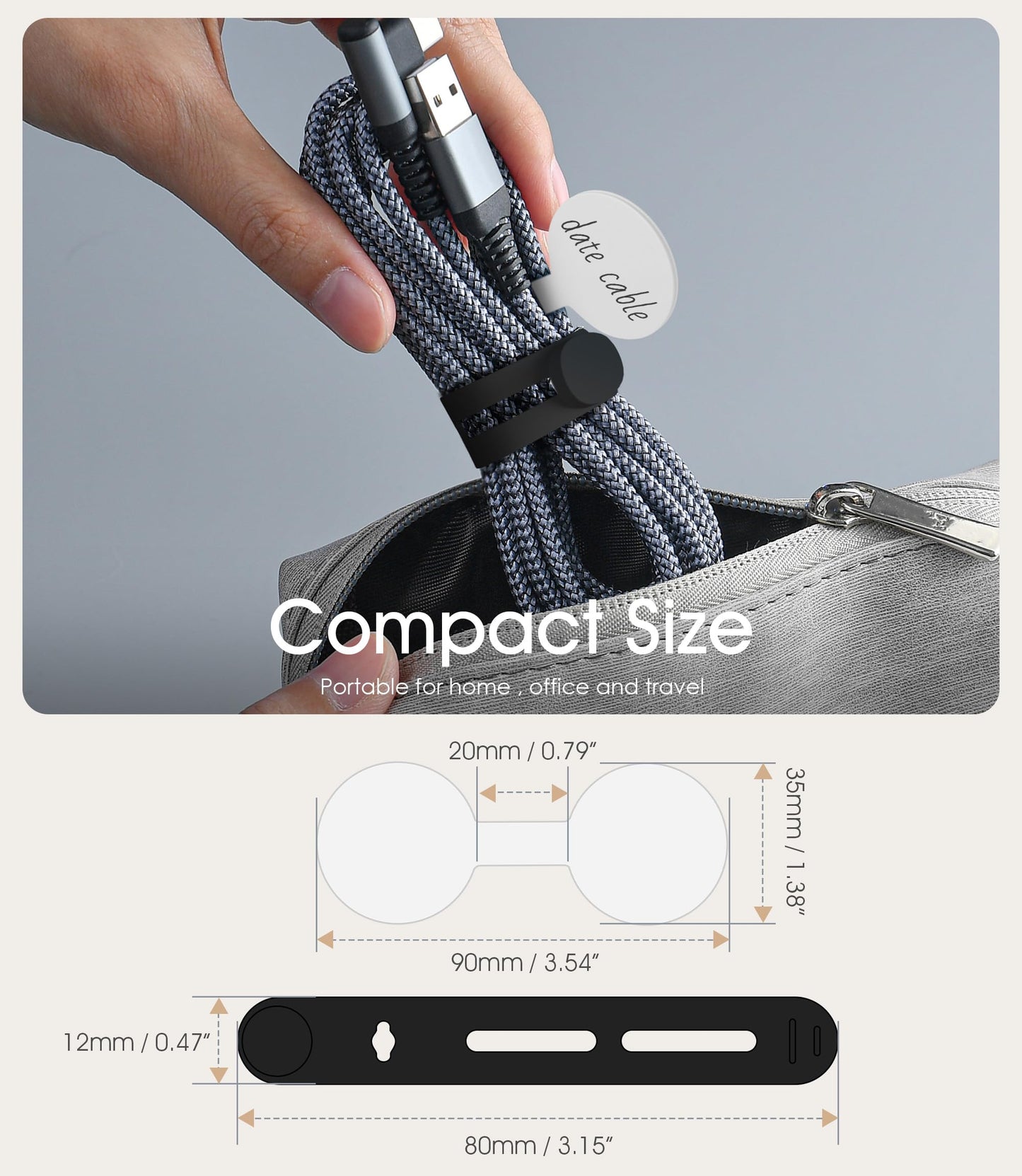 32Pcs Nearockle Cable Labels and Silicone Cable Ties Value Cable Management Set, 20 Cable Ties+12 Cord Labels for Electronics, Travel Home Office Desk Wire Organization(Black&White)