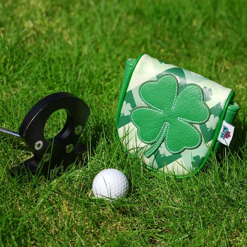 Big Crazy DF3 Putter Cover, Magnetic Closure, Golf Head Covers, Premium Leather and Waterproof, Mallet Putter Cover Fits for LAB DF3 Center Shaft, Golf Head Covers for Men and Women, Four-Leaf Clover