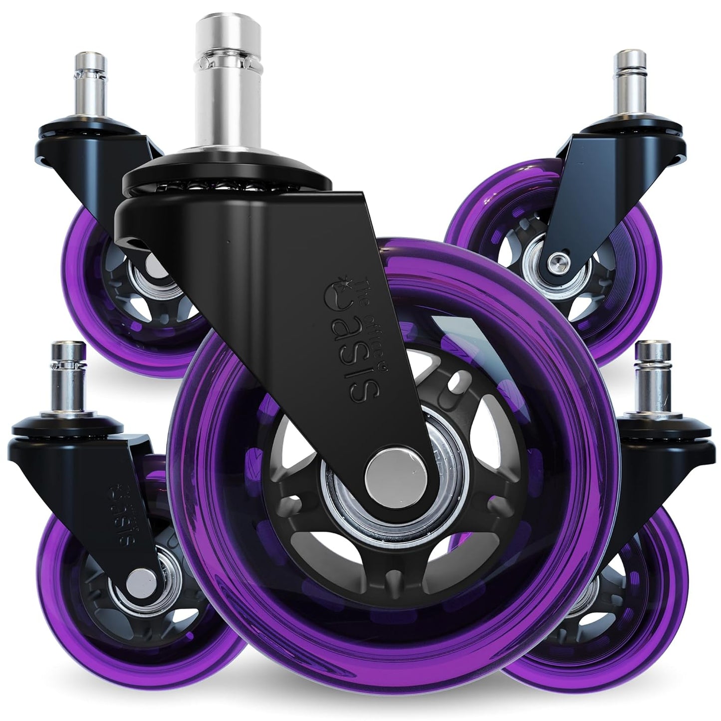 Original Rollerblade Office Chair Wheels - Smooth, Quiet Casters for Hardwood & Carpet - Easy Universal Fit - Set of 5