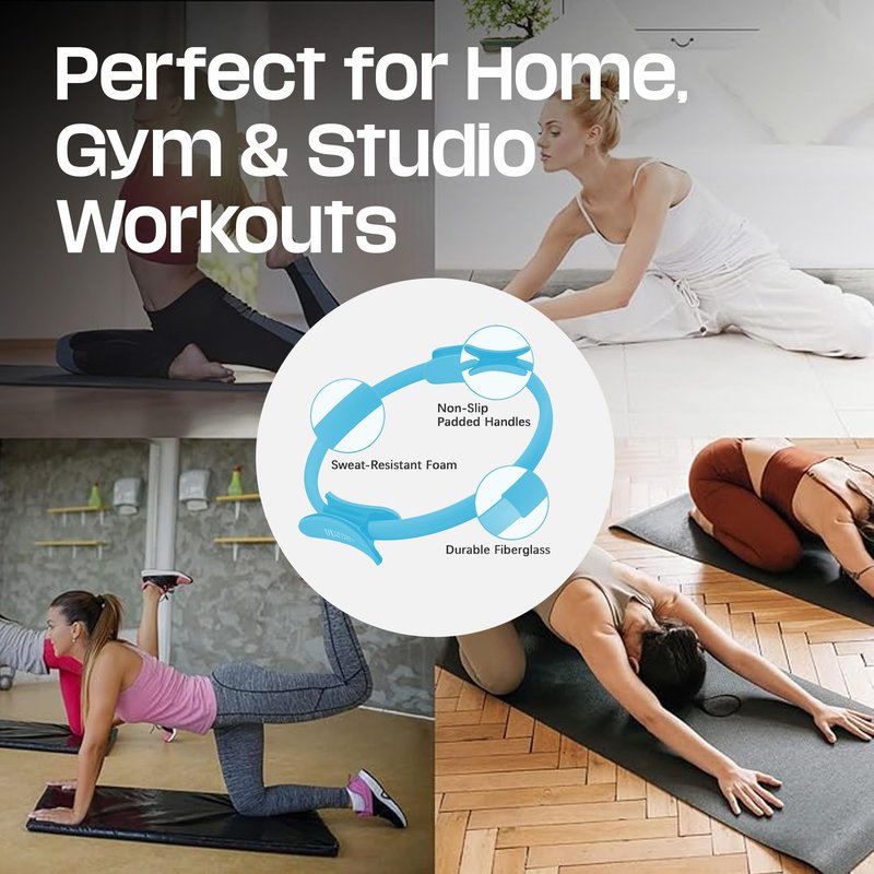 DX Grandway Premium Pilates Ring Fitness Circle - Lightweight Durable Foam Padded Handles, Flexible Resistance Exercise Equipment for Toning Arms, Thighs, Legs & Core
